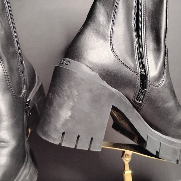 Aldo Platform Chunky Block Heel Ankle Boots Women's Size 10 Black Leather - Picture 14 of 14